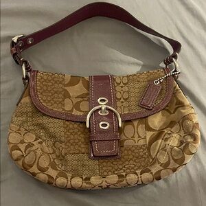 Coach Patchwork Shoulder Bag in Brown and Cream